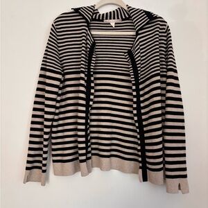 Belford Striped Black and Cream Women's Cardigan